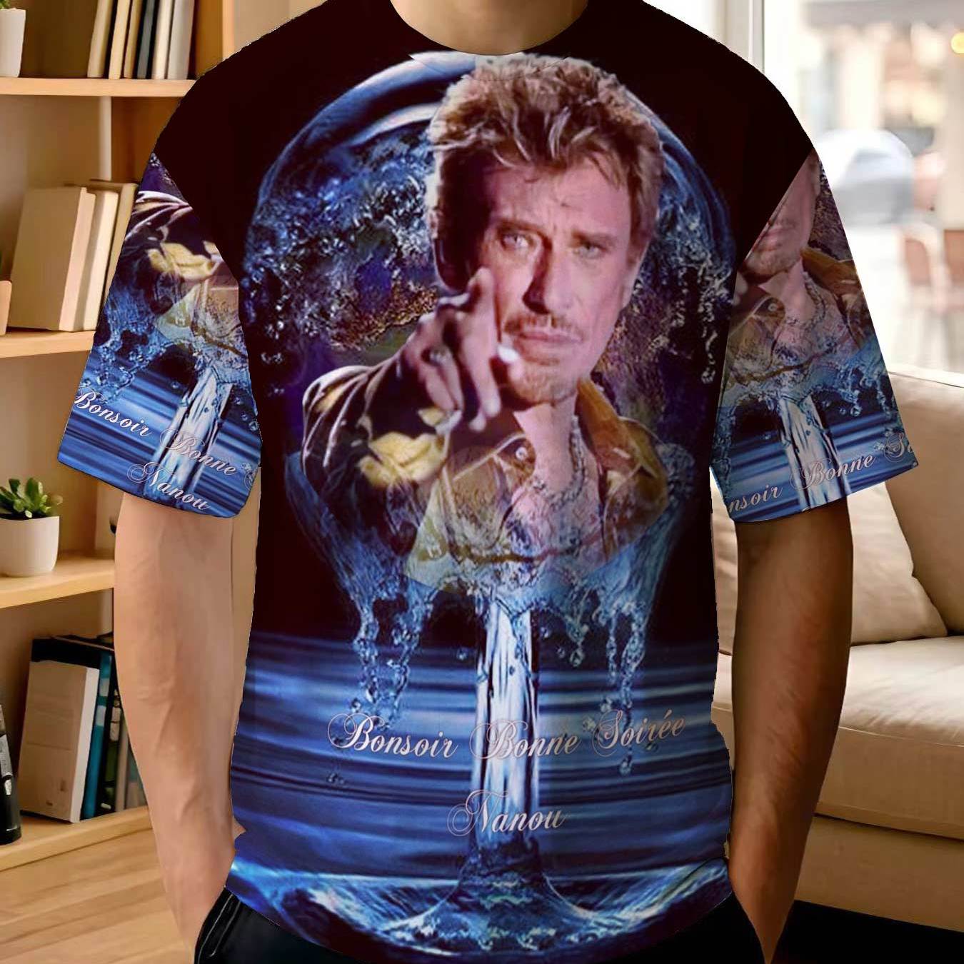 TEMU T-shirt imprimé pour homme 2026, -shirt imprimé vintage rock Hallyday, hauts créatifs à sur le thème européen et américain, décontracté et