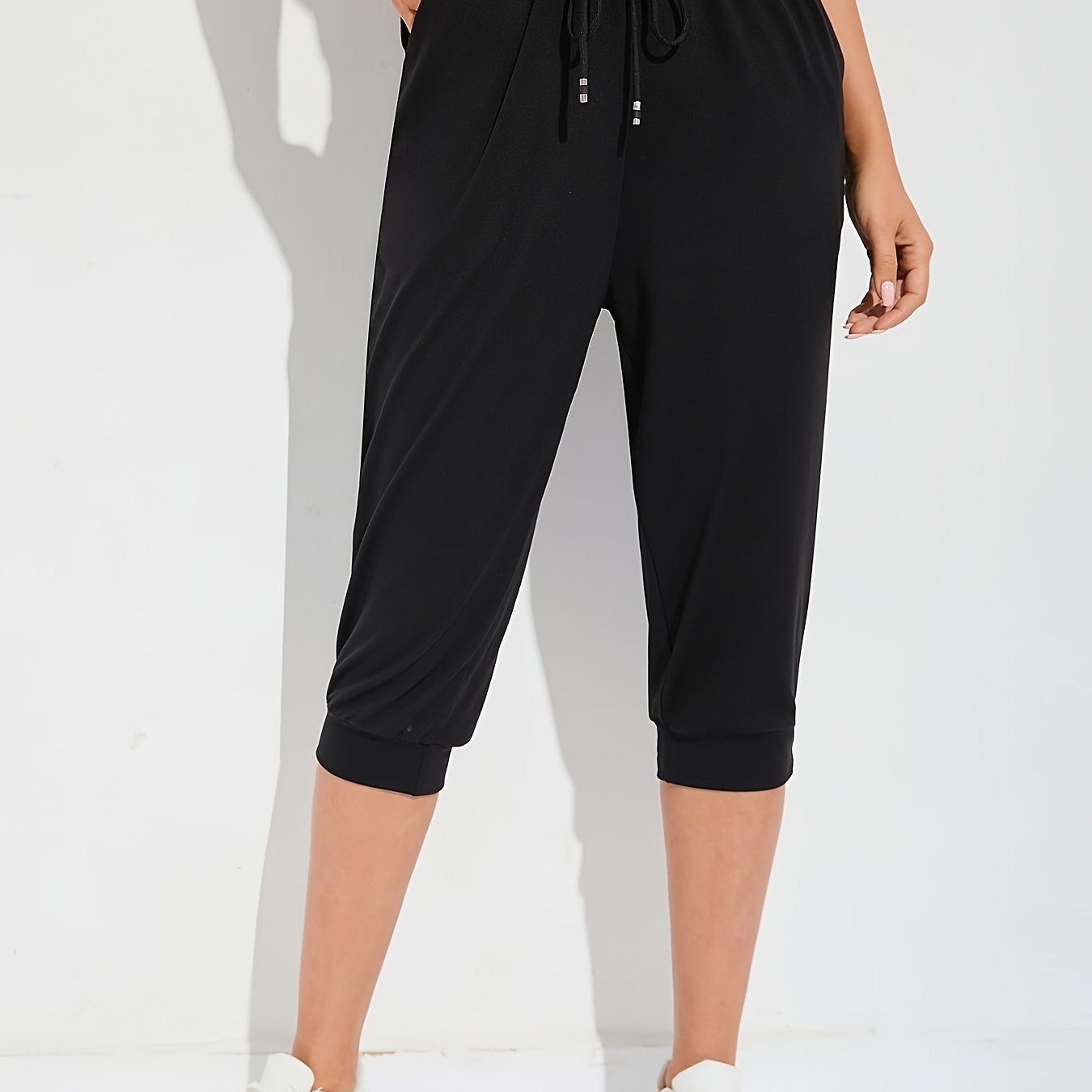 Summer Women's American European -border High-waist Strappy Yoga Fitness Running Plus Size Casual Trousers Loose Wide-leg Athletic Pants