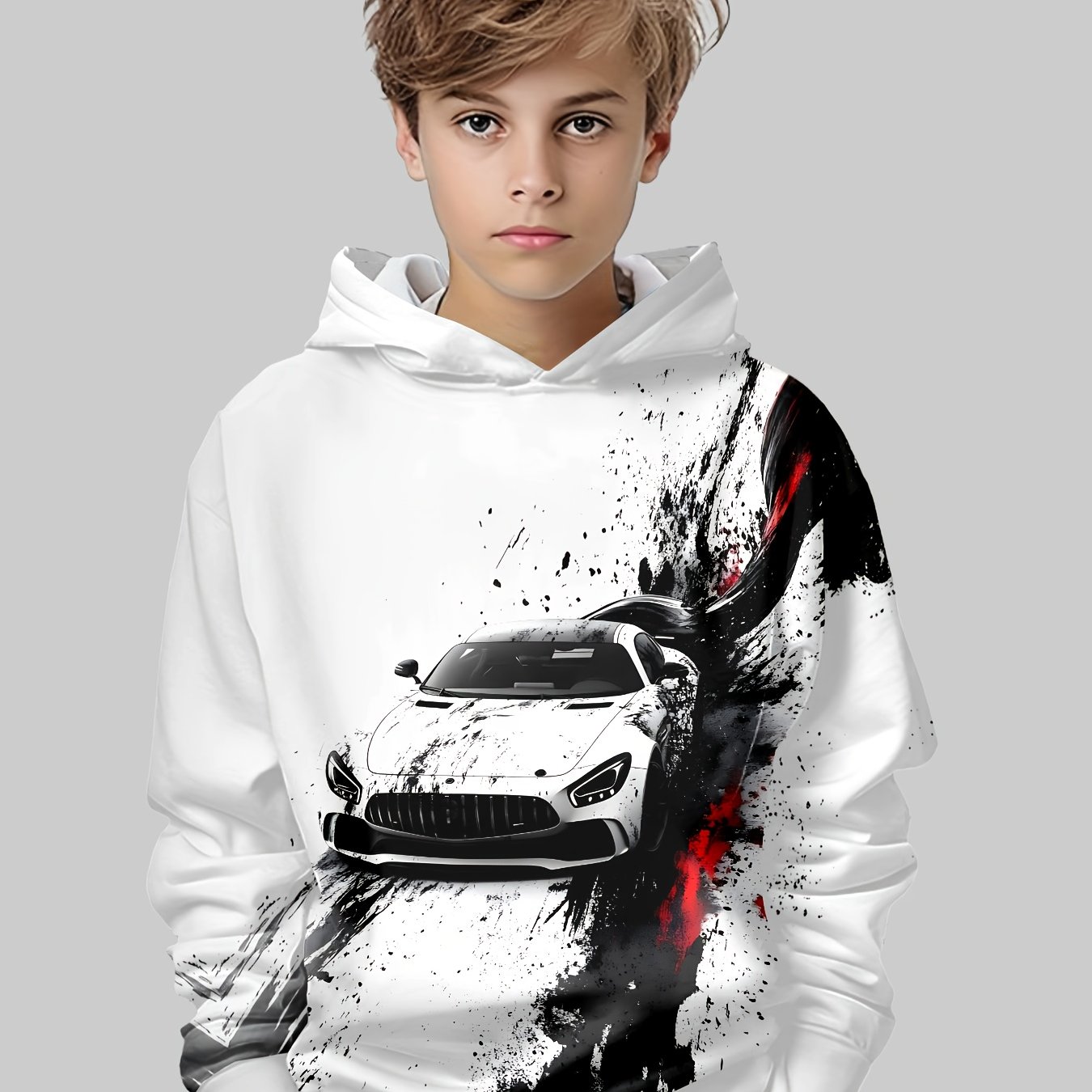 Boys Printed Casual Pullover Spring And Autumn Long Sleeve Sweatshirt, Boys Outdoor Hoodie Top