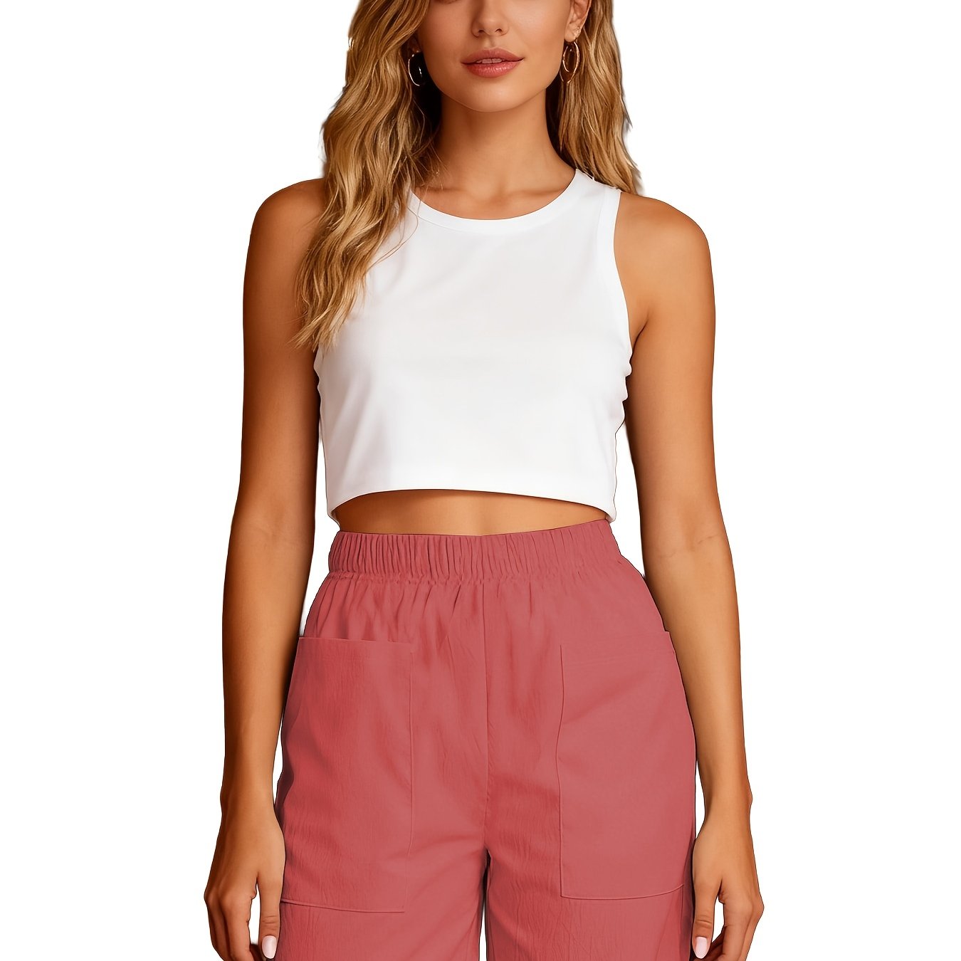 TEMU Women' Color Cargo Shorts, Fashionable Casual Short Shorts, Women's Shorts, Beach Shorts, Lightweight And Breathable, With Double Pockets,