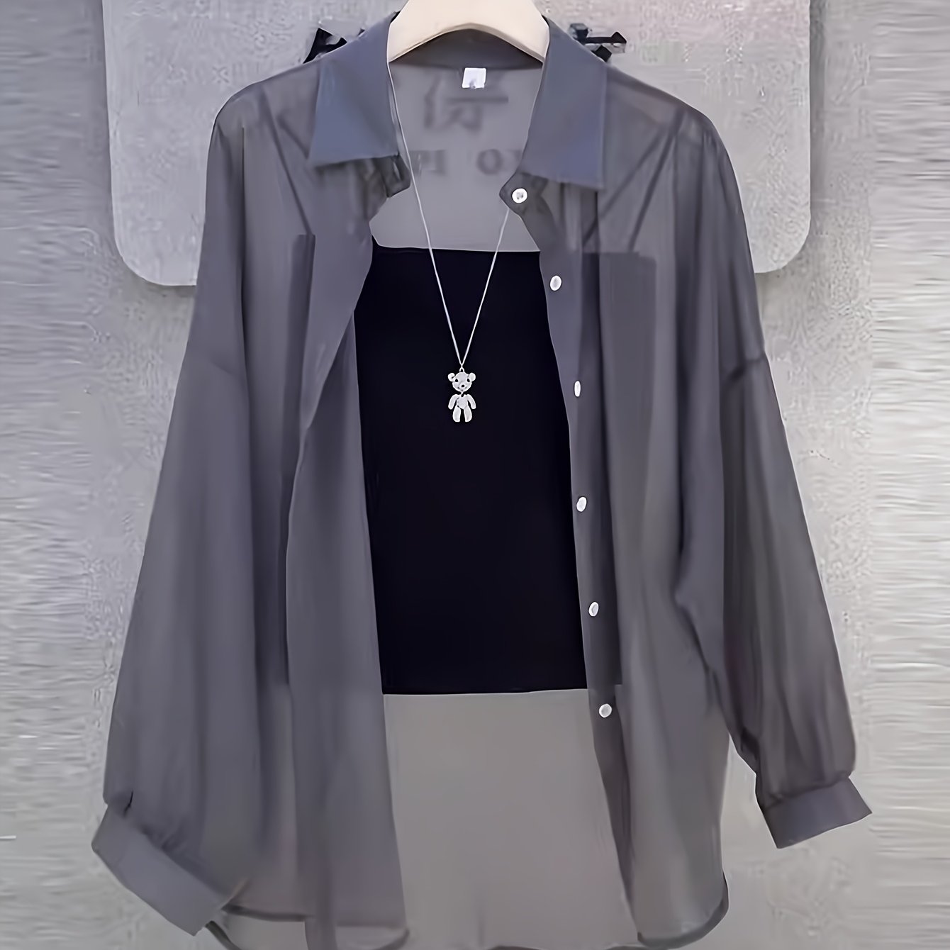 TEMU Women's Summer 2025 Thin Cardigan Shirt Jacket, High-end Long Sleeve Versatile Top