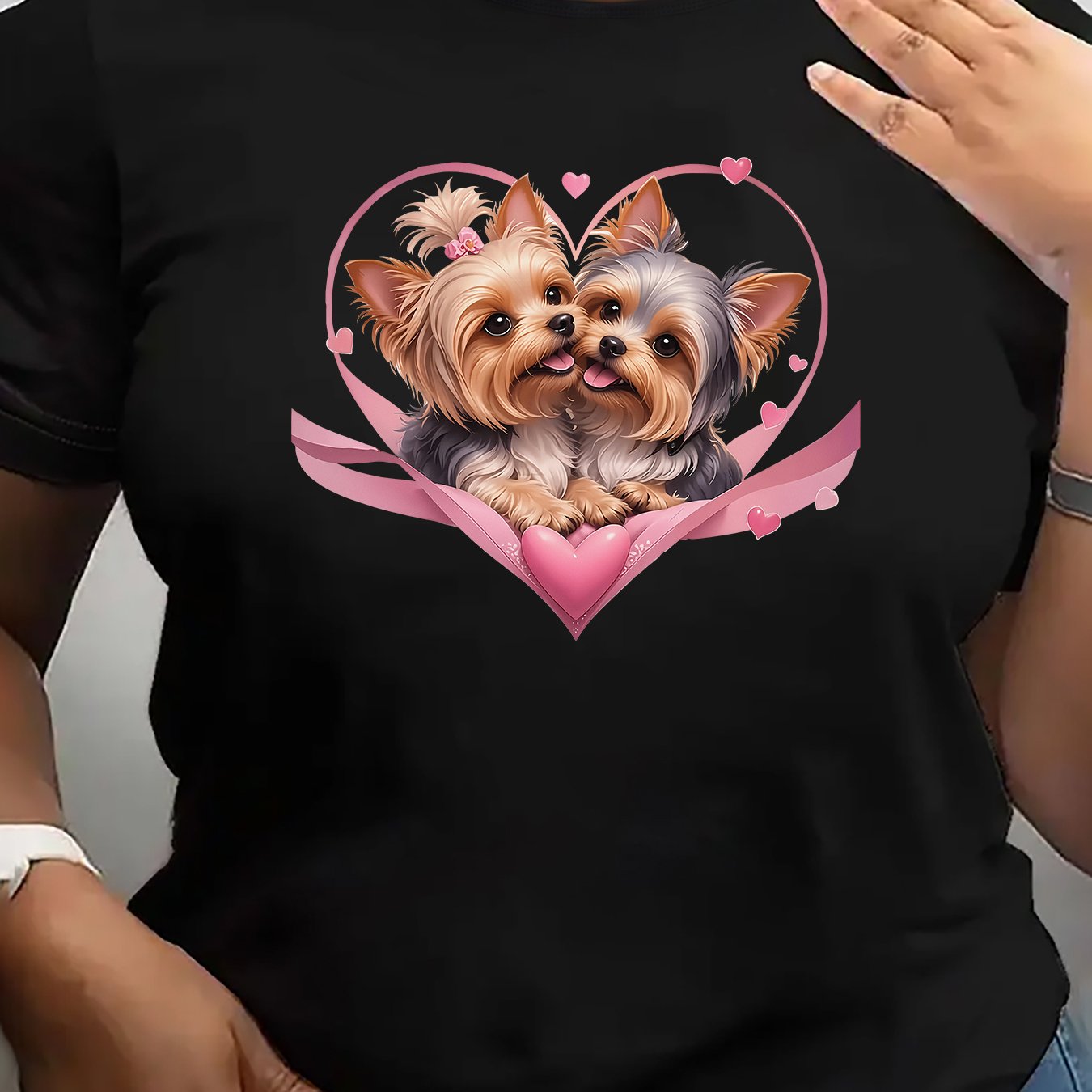 TEMU A Beautiful Design Featuring 2 Embracing In A Pink Heart Pattern, Perfect For Elegant Parties. This Fashionable, Loose-fitting, And Form-fitting