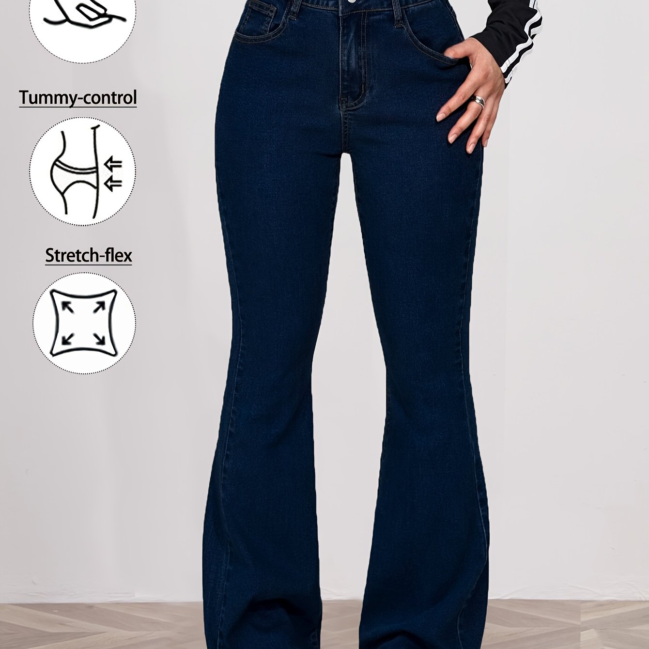 Blue Women's Elegant Fashion Casual Comfortable Denim Flare Pants
