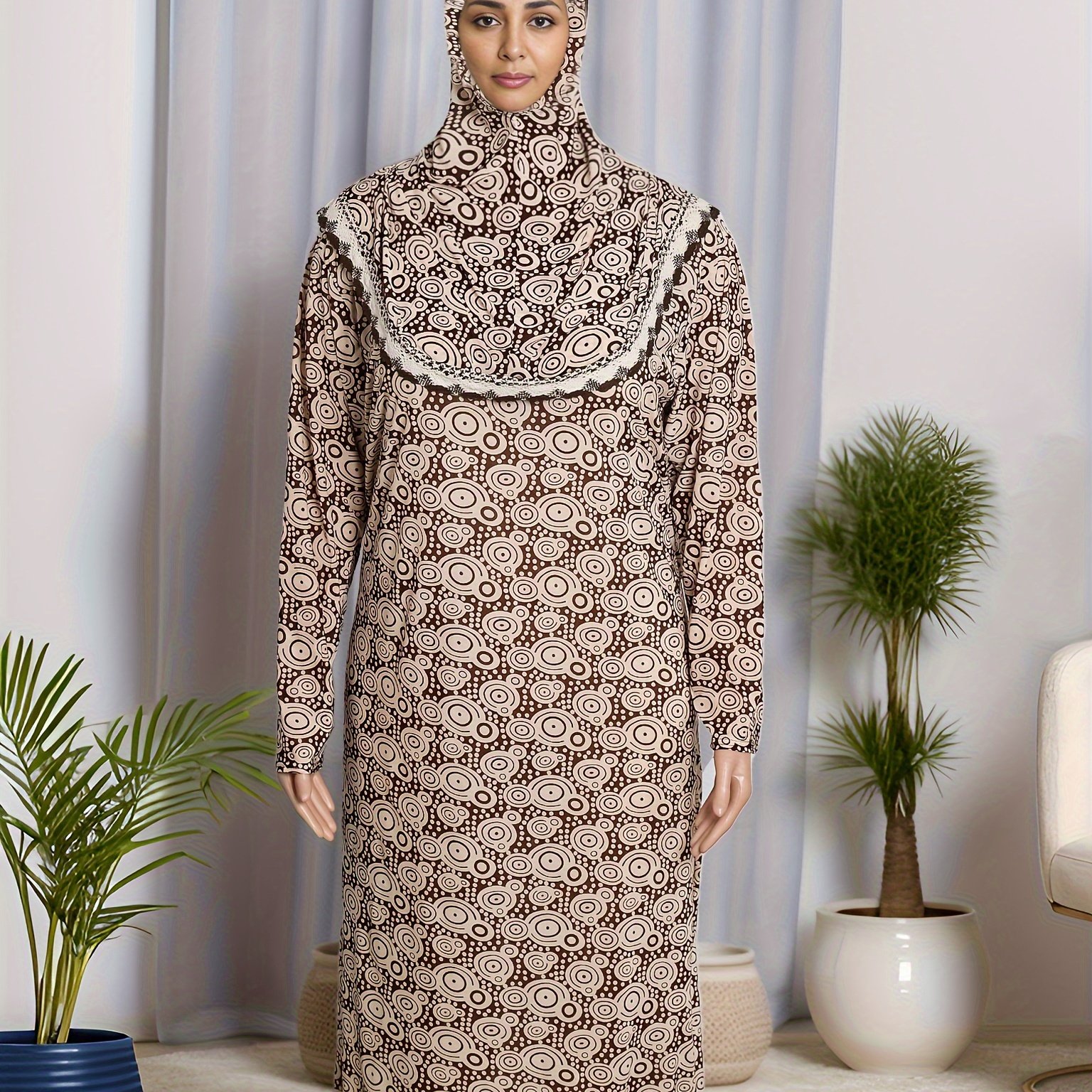 Plus Size - Plus Size - Plus-size Printed Robe, A Comfortable And Loose-fitting Long Dress, Attire, Ramadan, Women's Clothing