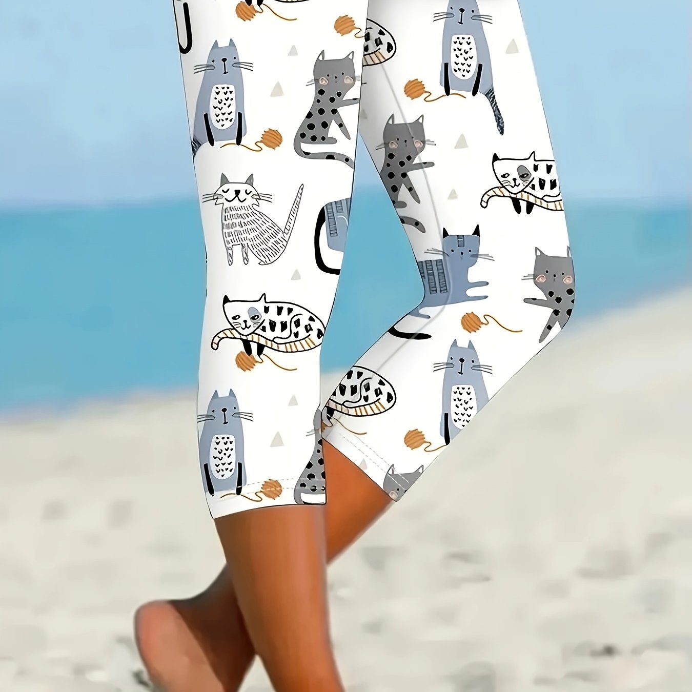 Women's Stylish Leggings With Abstract Prints For Casual Wear