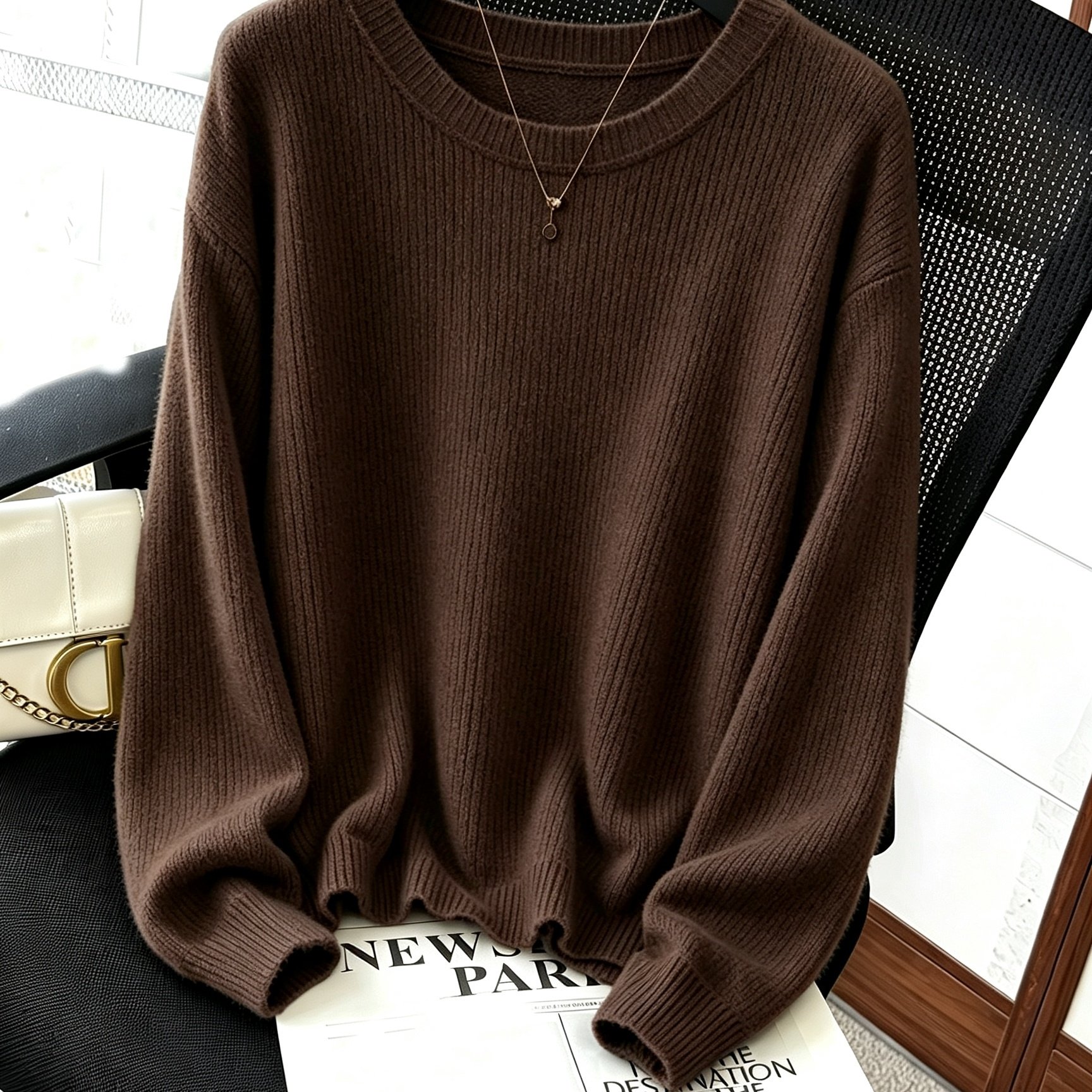 TEMU Plus Size, Women's Plus Size Solid Color Sweater, Casual Loose Long Sleeved Pullover, Versatile Round Neck Top For Daily Use