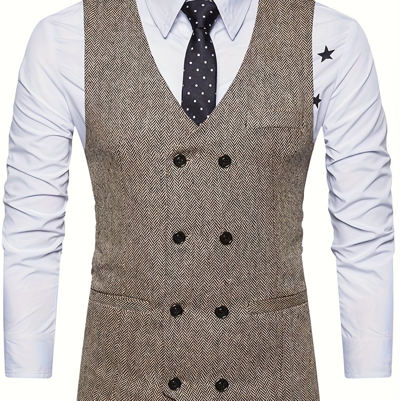 Image of Spring/autumn New Arrival Casual Fashion Men's European Size Double-breasted Vest, Suit Vintage Waistcoat