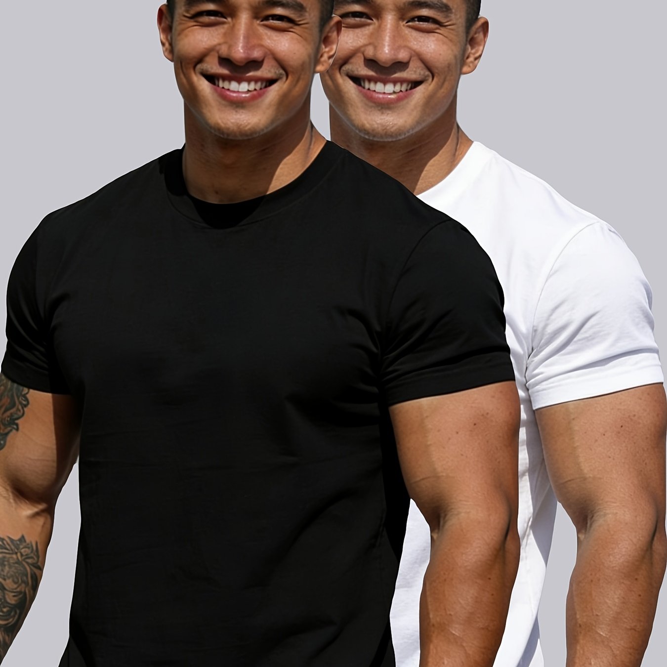 TEMU 2pcs Men's T-shirts, Spring/summer Short Sleeve Crew Neck Tops, Casual Sport Outdoor Men's T-shirts