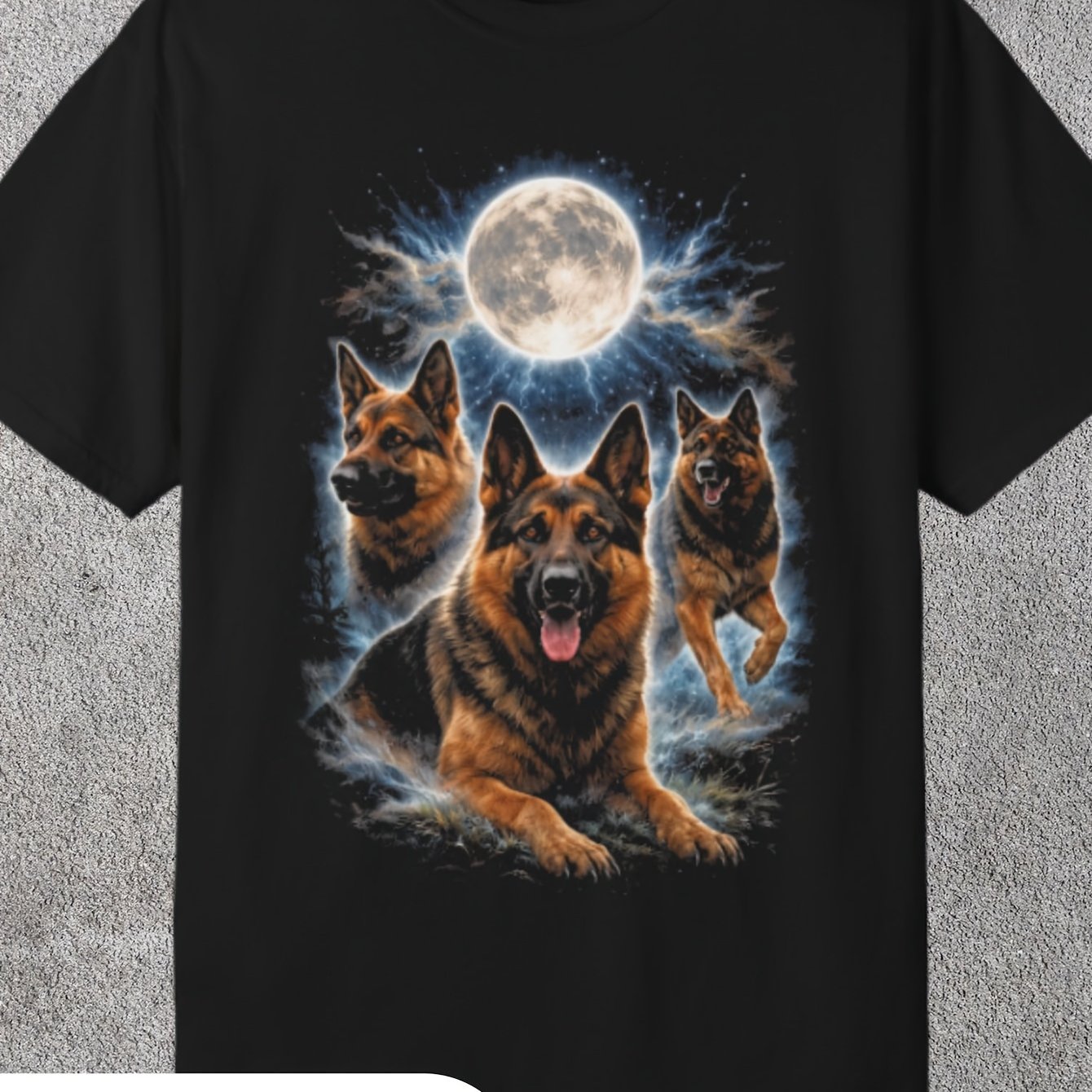 Glowing German Shepherd Mystical Wolf Pc T-shirt Landscape Dog Top Men Casual Round Neck Cotton S-3xl
