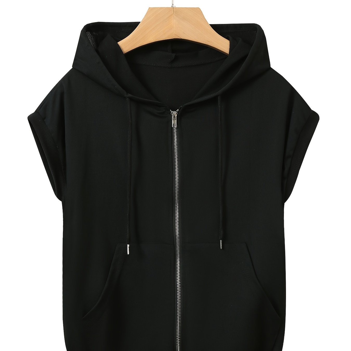 TEMU Elegant Zip-up Hoodie With Drawstring And Pockets - Chic, Durable, And Crop Top Sweatshirt, Fall Winter