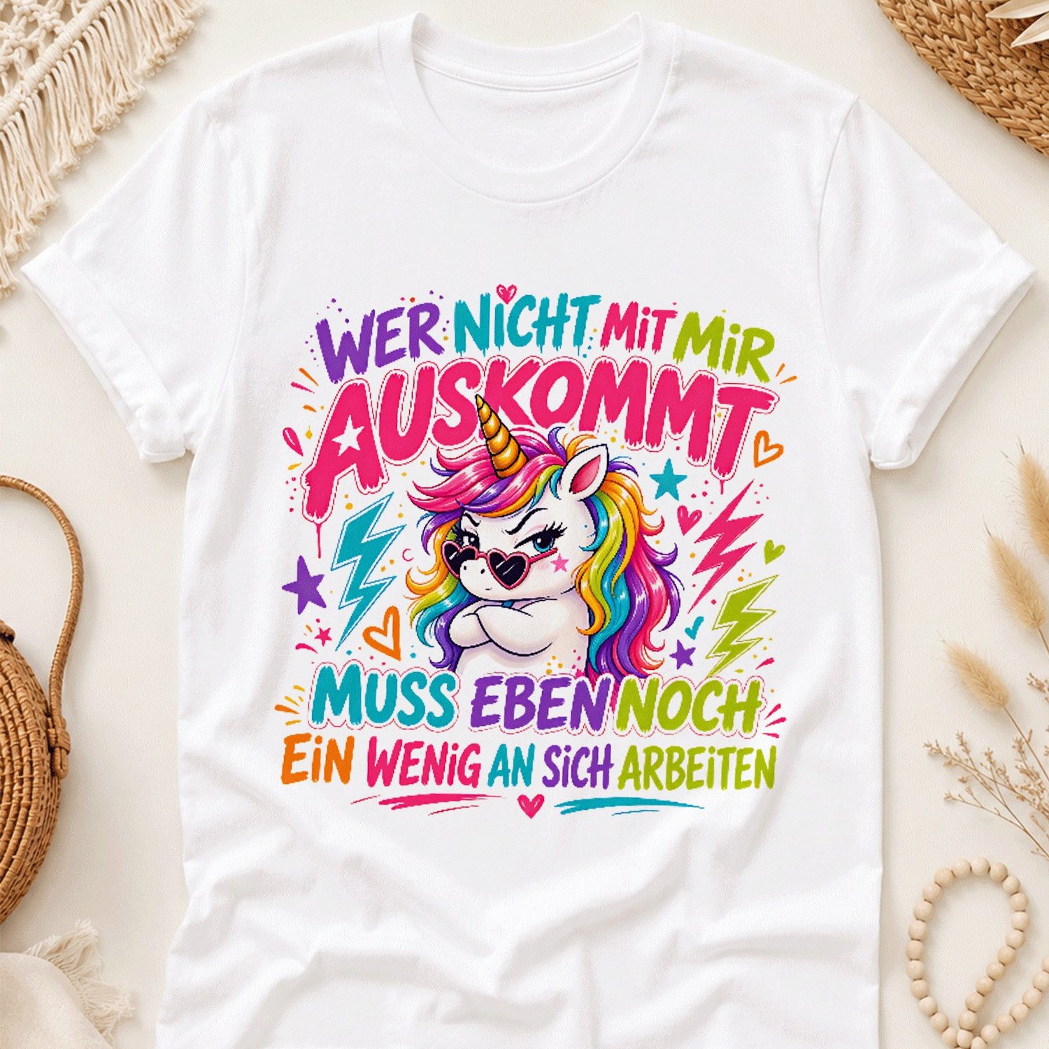 German Women's Unicorn For Men Summer Casual T-shirt - Lightweight Tee For Seaside Vacation, Beach Resort