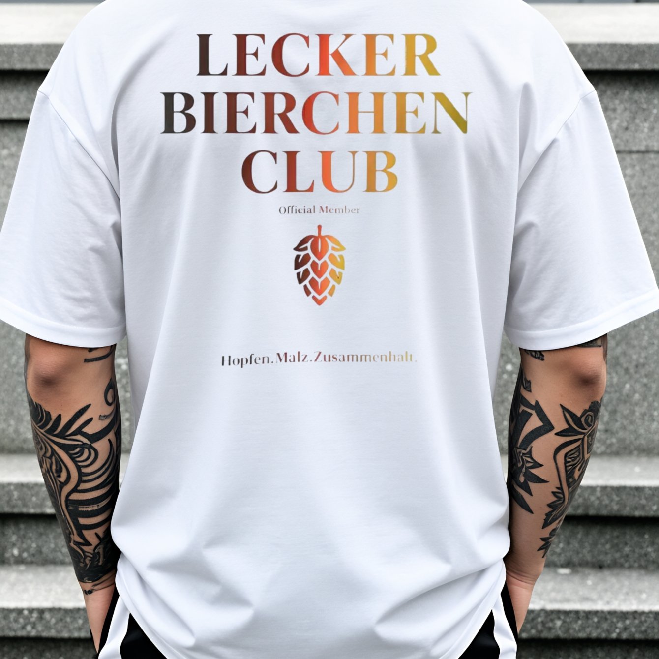 Image of Plus Size Men's Bierchen Club Beer T-shirt - Beer Print Back, Casual Round Neck Tee Suitable For Beer Lovers Gift, Machine Washable Wear For Parties & Everyday Outfits