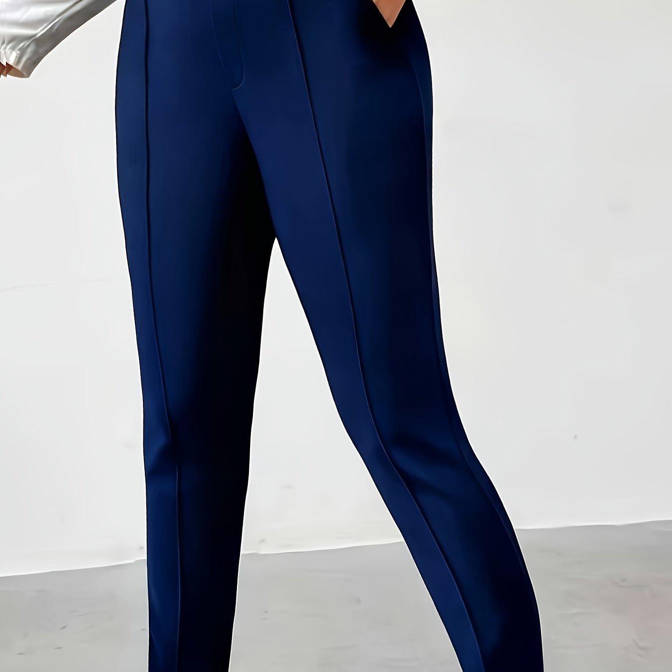TEMU Pantalon long pour femmes avec poches, leggings moulants à taille élastique, pantalon de cheville en tissu lavable en machine, à en toute