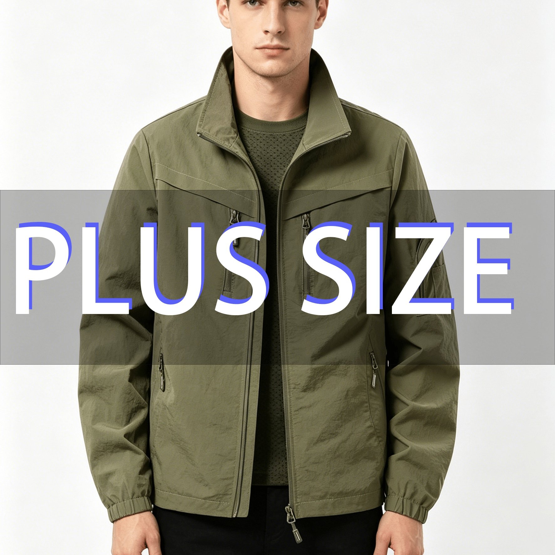 TEMU Plus Size Men's Plus Size Extra Wide Lightweight Jacket, Multi-, Suitable For Outdoor And Sports, Lightweight Utility Jacket, Jacket