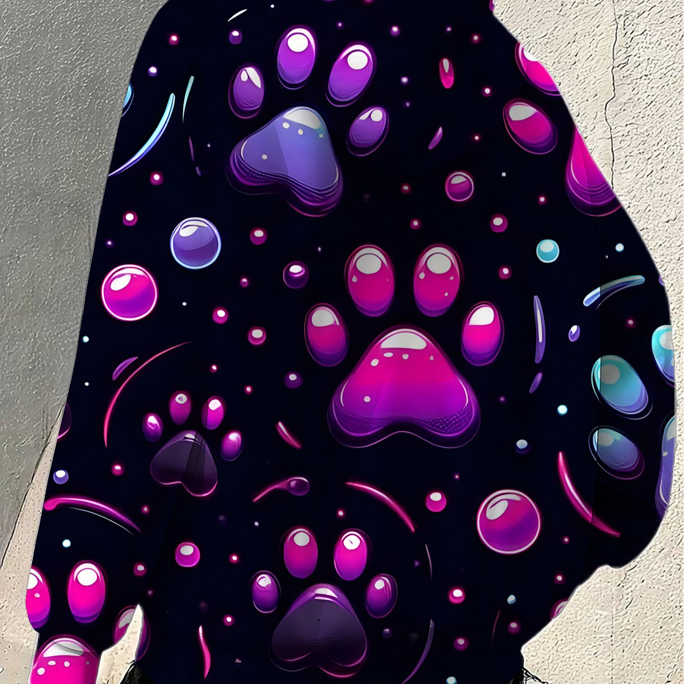 TEMU Plus Size - Plus Size - Plus Size Women's Zip-up Hooded Sweatshirt, Paw Print Design, Comfortable, Casual Wear