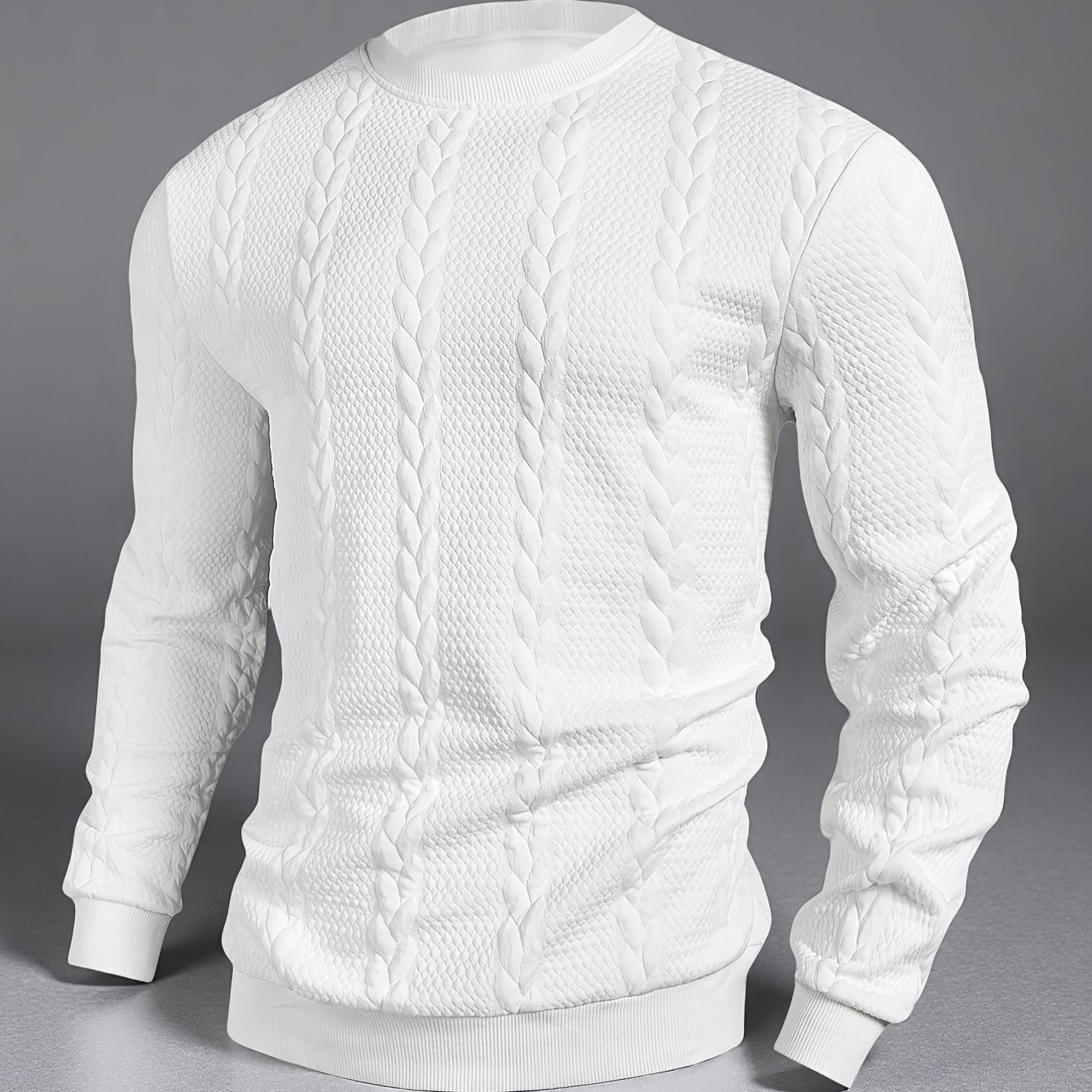 Image of Men's Sweatshirt Long Sleeve Autumn Winter Style New Knit Jacquard Men's Round Neck Casual Fashion Sports Top