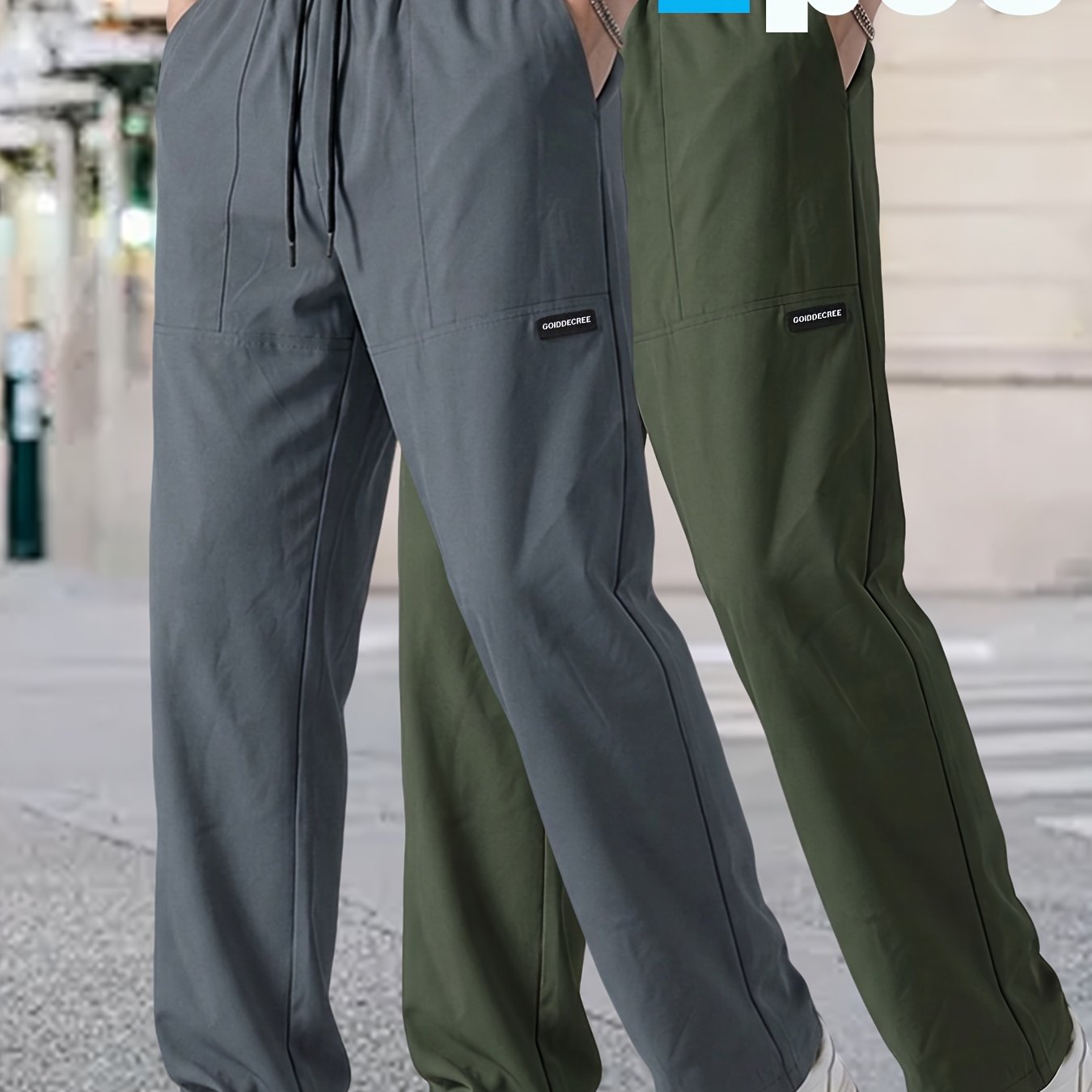 TEMU 2pcs Men's Casual Long Pants, Lightweight Quick-dry Trendy New Thin Trousers, Suitable For Daily Life, Work, Travel, Hiking, Running, And Casual