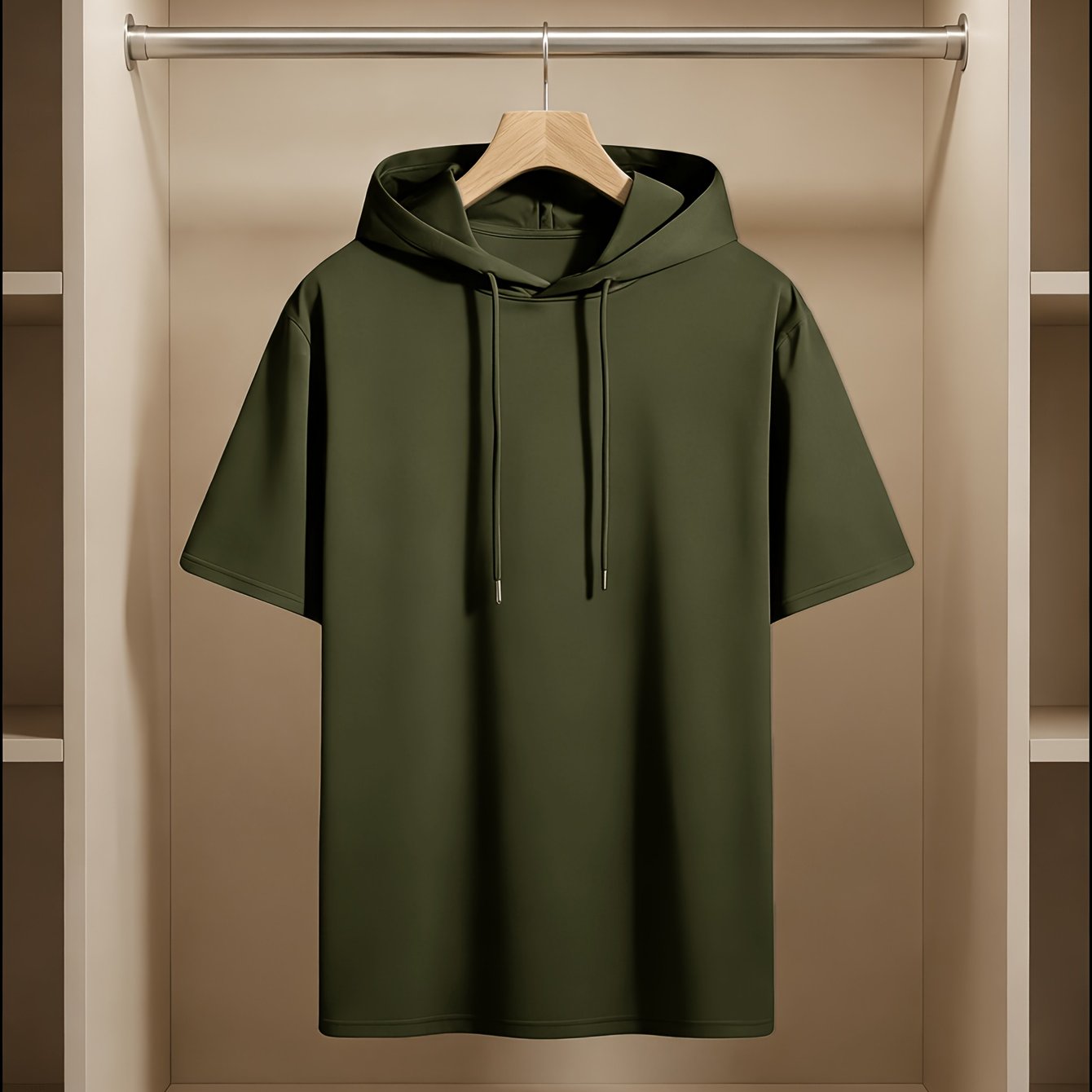 TEMU Men' Color Hooded Short-sleeve T-shirt | Soft Daily Wear Top For Home And | Non-see-through Fabric | Essential Style, Versatile For Multiple
