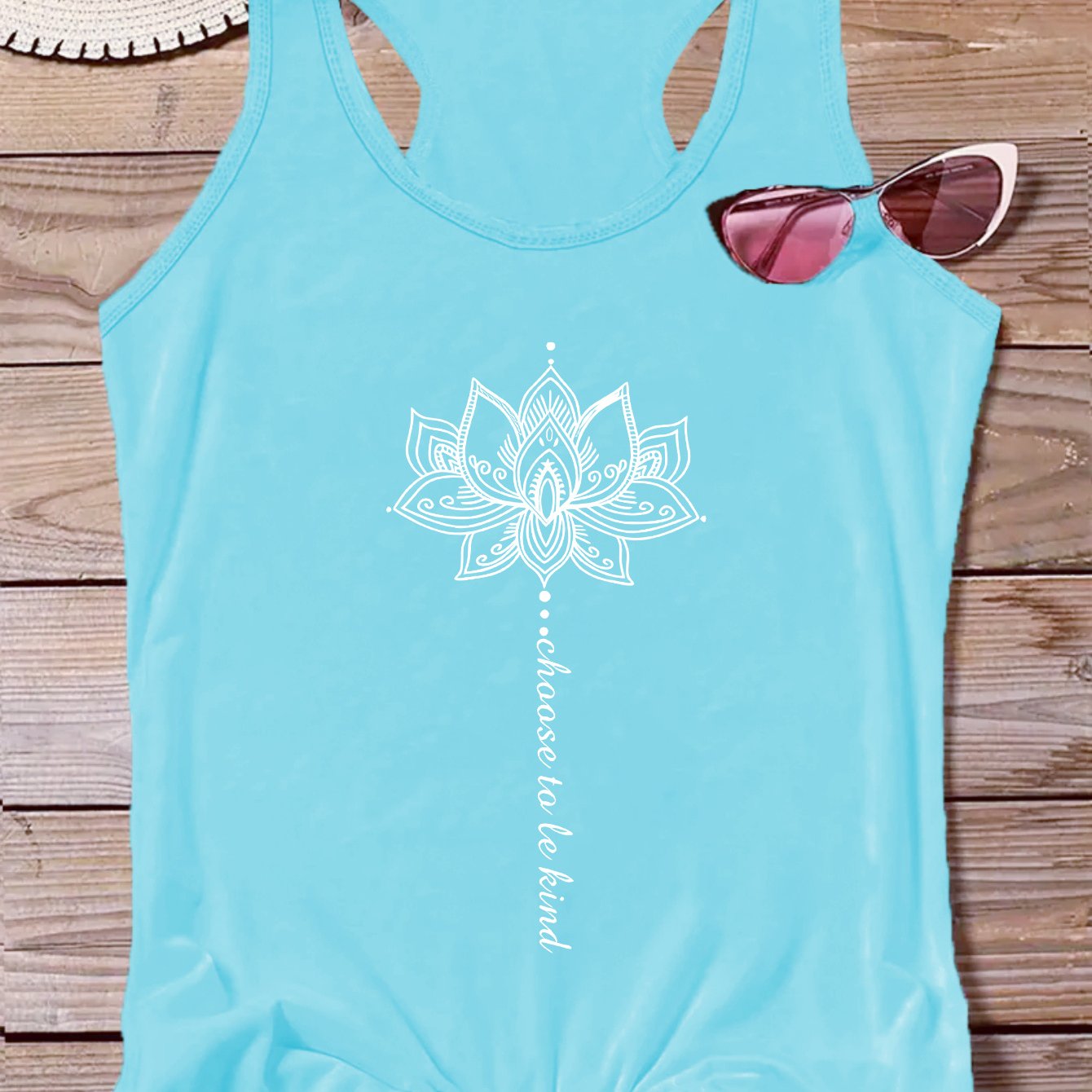 TEMU Fashionable Women's Round Neck Cartoon Flower And Letter Tank Top