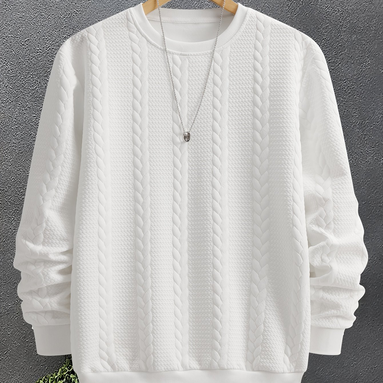 E-shop Herrenmode Rundhals Sweatshirt, Herren Rundhals Sweatshirt, Jacquard Design Lässiger , Einfaches Langarm T-Shirt, Sportlicher Hoodie, Herren