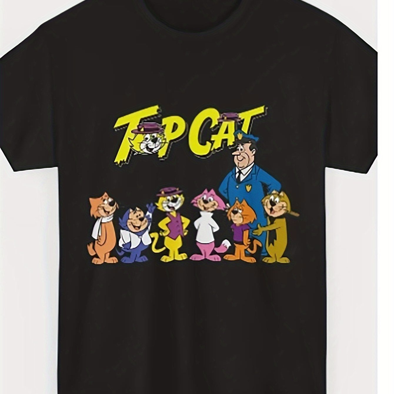 TEMU Men's Barbera Naughty Cat & Retro T-shirt - Licensed Vintage 1960s Tv Show Tee With Chico & Mip Mip, Breathable Short-sleeve Crew Neck Shirt