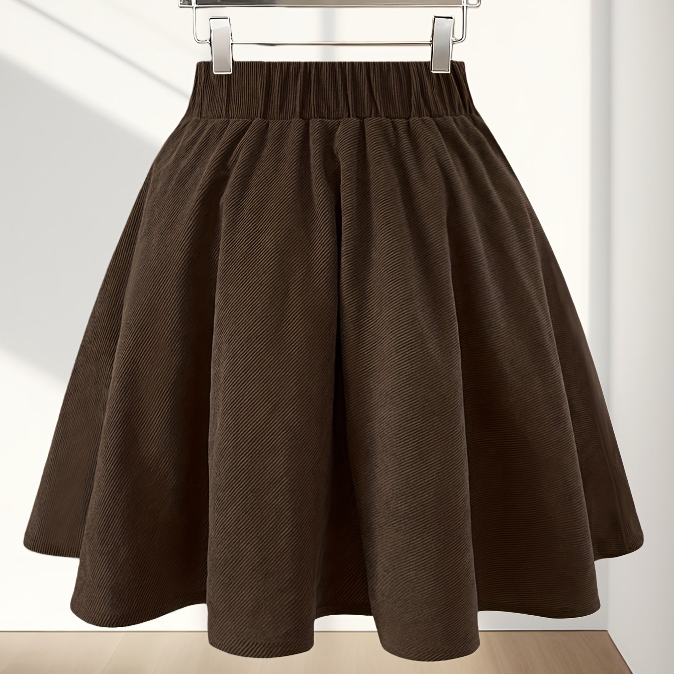 TEMU Corduroy Skirt Elastic Waist Sun Skirt New Base Skirt A-line Skirt Loose Fluffy Skirt Trumpet Skirt Temperament Short Skirt