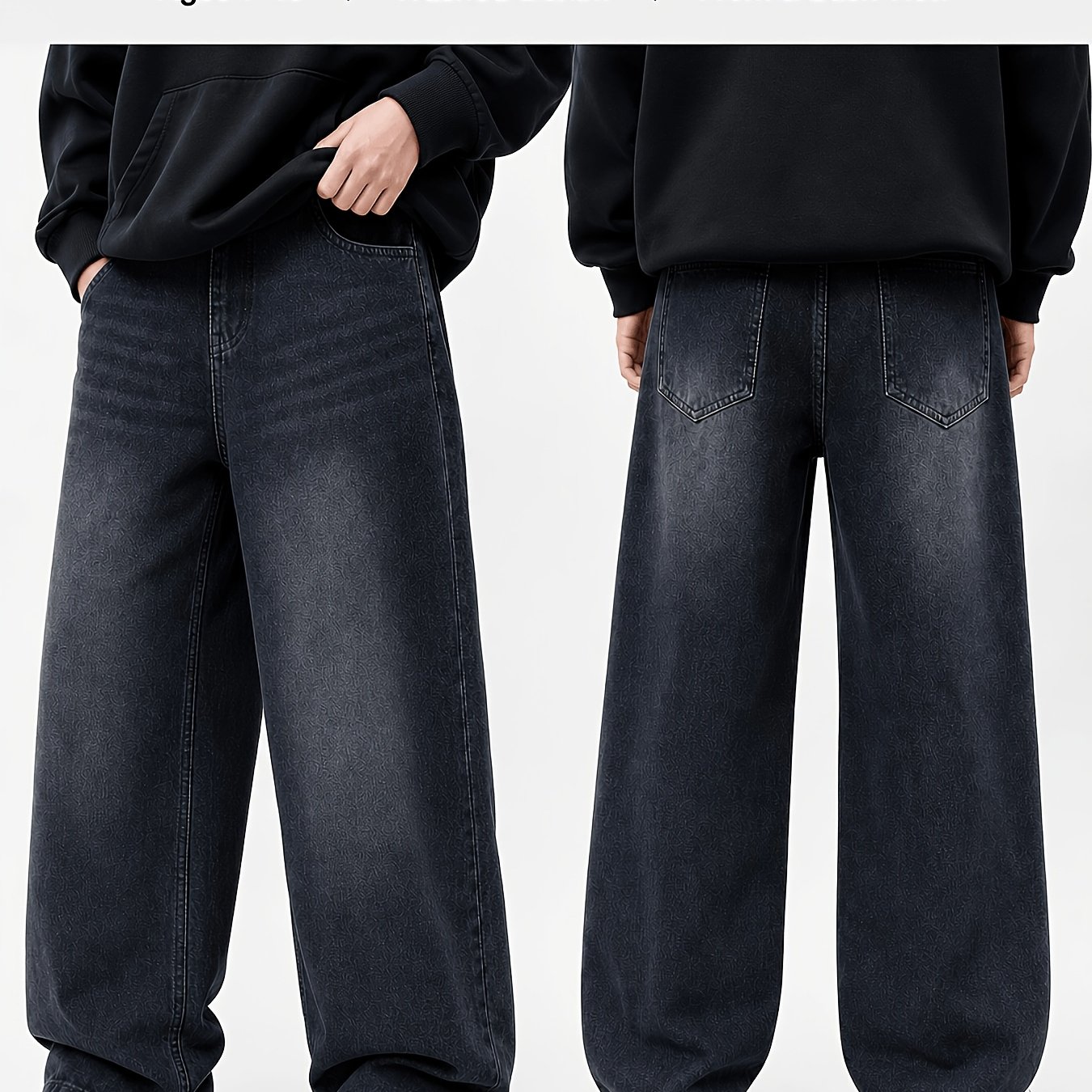 Mid-to-large Classic, Cool, Easy, Street Style Wide-leg Jeans With Large Pockets For Outdoor Casual Wear