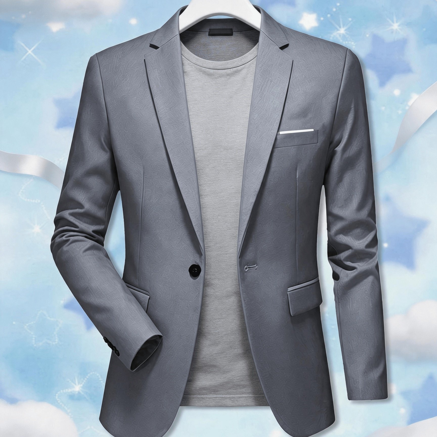 TEMU A Single-piece Men's Slim-fitting Light Business Single-breasted Suit, Lightweight, Comfortable, And Upscale, As A Outerwear For Office And
