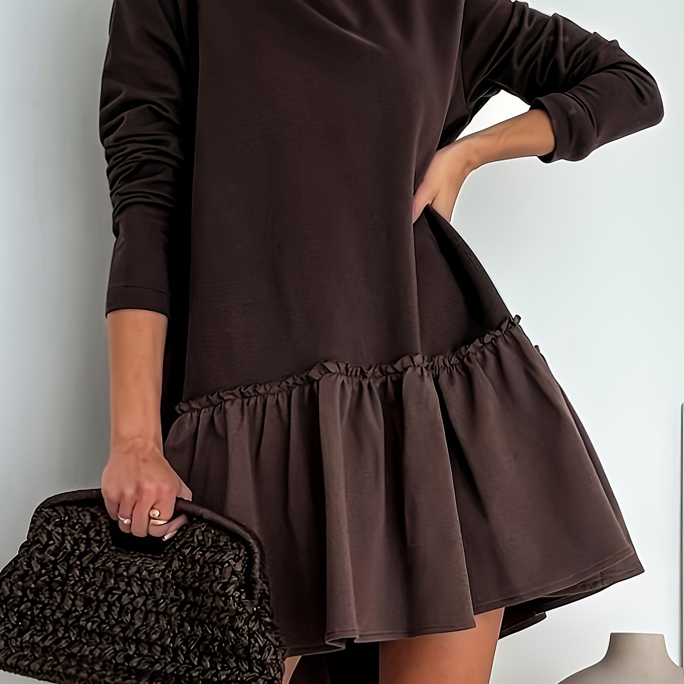 Developed European And American- And Fashionable Solid-color Dress