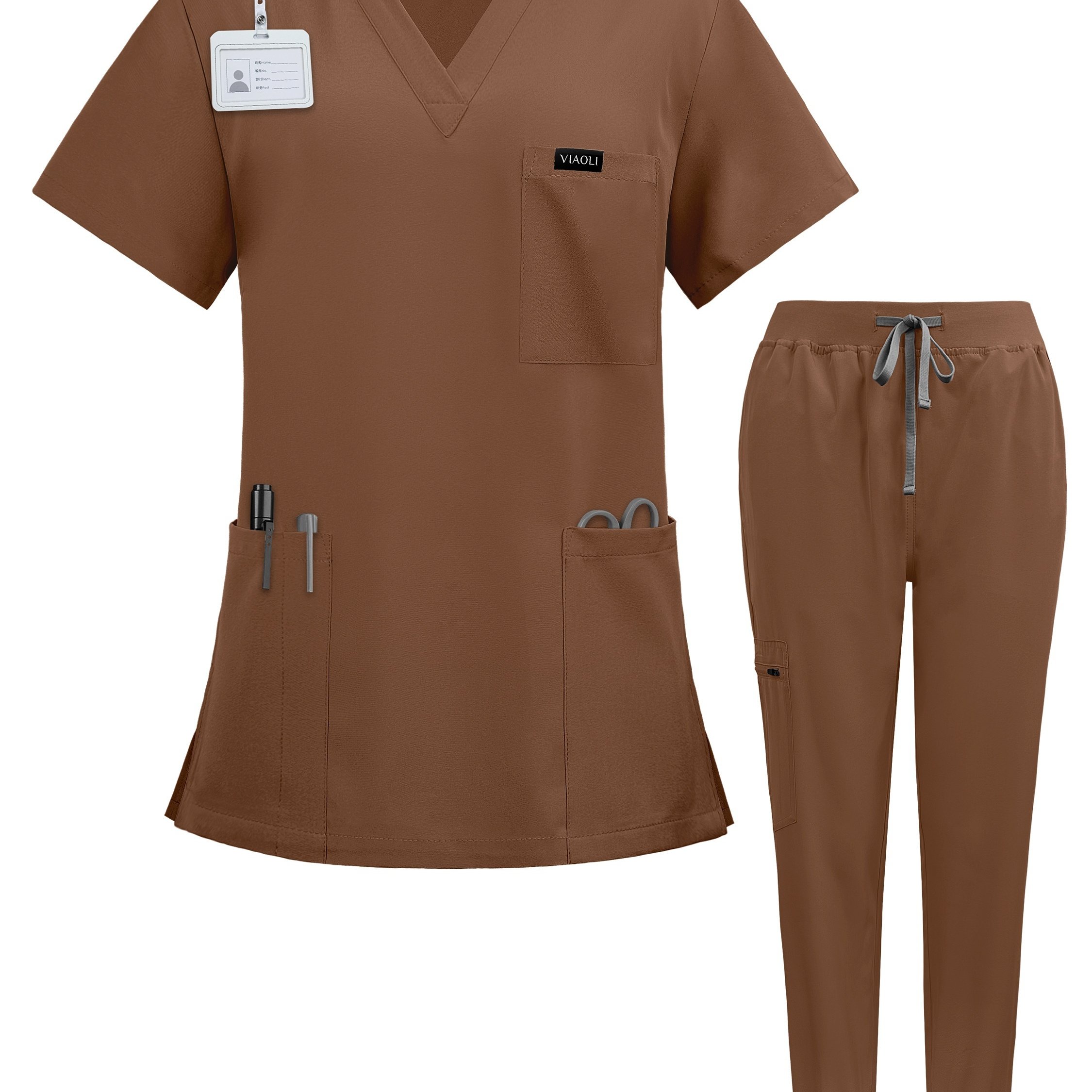 TEMU Unisex Surgical Uniform Nurse Accessories Veterinary Scrub Uniform Work Clothing Nursing Suit, Nurse Scrubs, Nurse Pants, Nursing Scrubs Set For