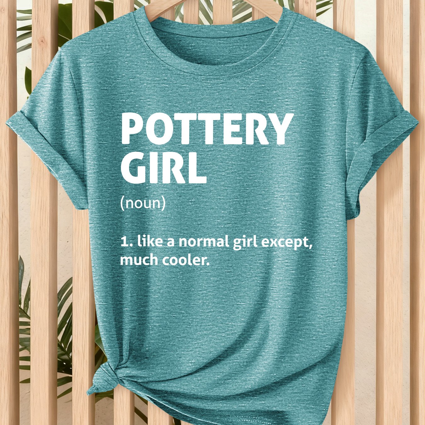 TEMU Women's Summer Top | Pottery Fun Noun Definition Print Women's T-shirt | Literary Loose Round Neck Short Sleeve | 2026 Summer Gentle Temperament