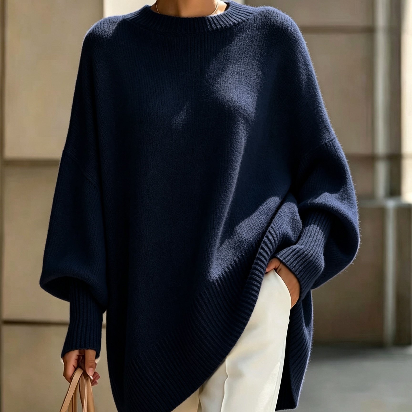 TEMU Pull ample et surdimensionné pour femme de style français, pull à manches longues et à manches chauve-souris amples, haut polyvalent pour les
