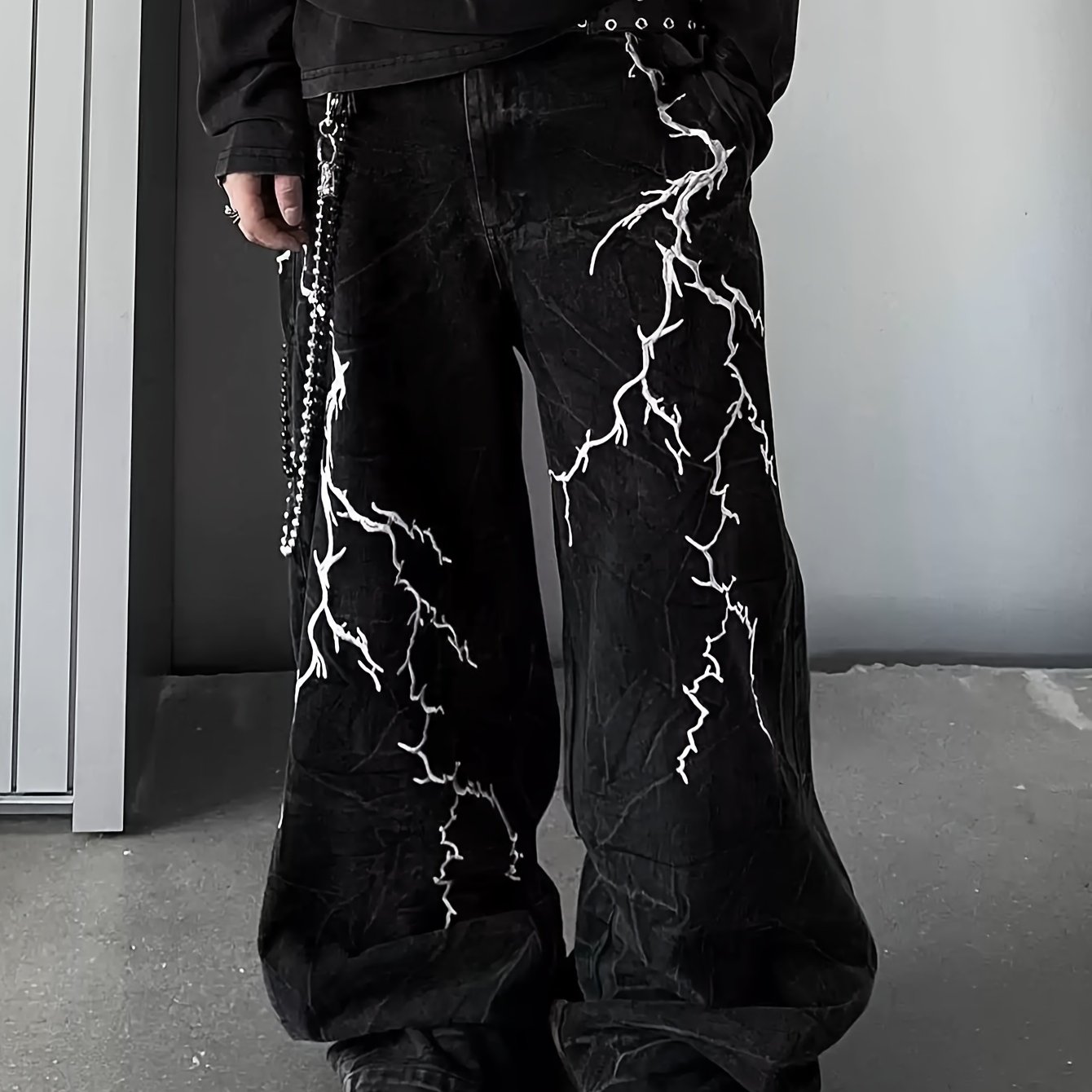 Embroidery Tie-dye Loose Jeans (belt/additions Not Included)