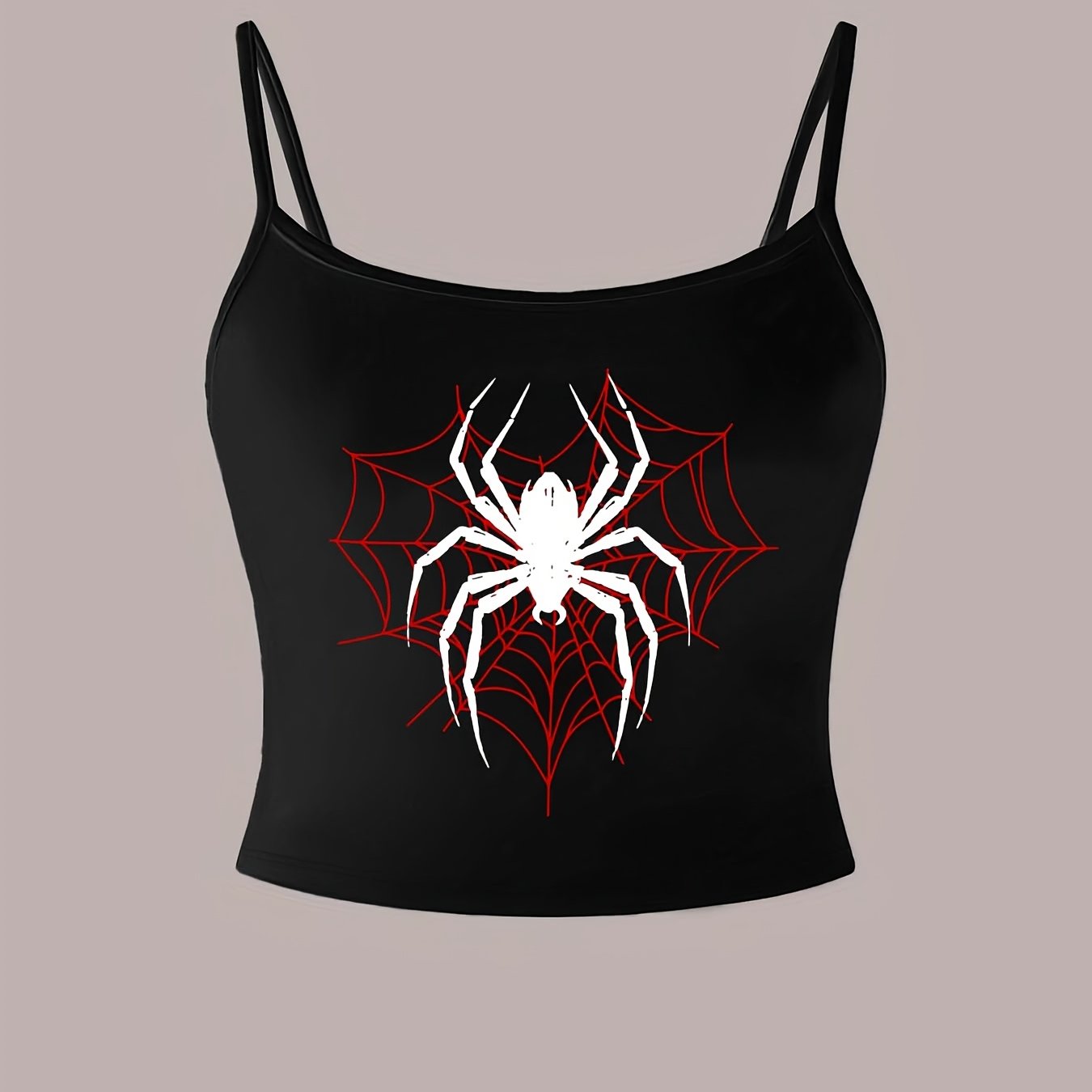 TEMU 1pc Top Cami da Donna Casual Americano Retro Stile con Stampa Facile e Individuale a Cuore e , Top Estivo Crop aderente e versatile, Top Stile