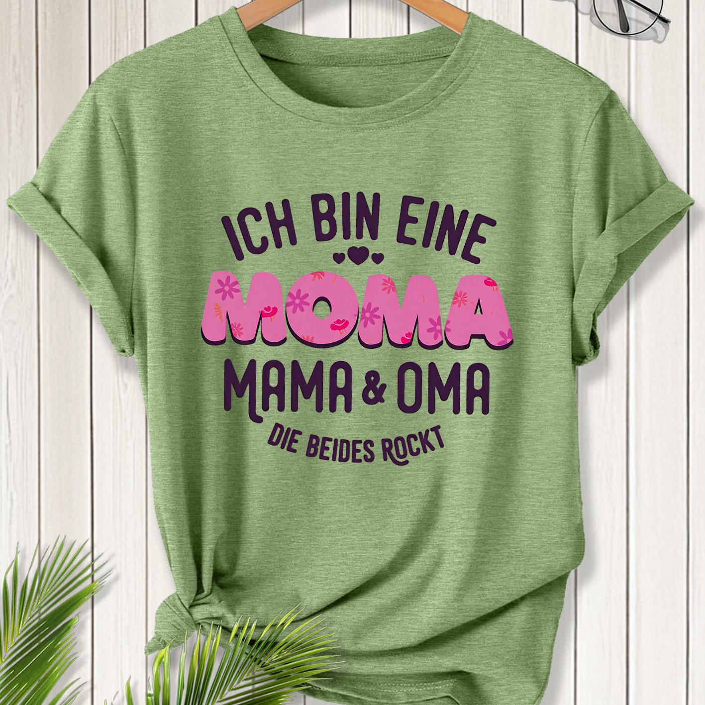 TEMU Elegantes Damen Kurzarm T-Shirt mit "ICH BIN EINE MOMA MAMA & OMA" Buchstaben-Print und Rundhalsausschnitt, geeignet für Frühling, Sommer, Mode,