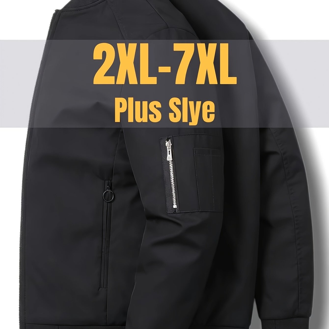 TEMU Plus-size Baseball Collar Flight Jacket For Men, Loose And Casual For Spring And Autumn, Suitable For Larger Builds, Wear And Commuting, Plus