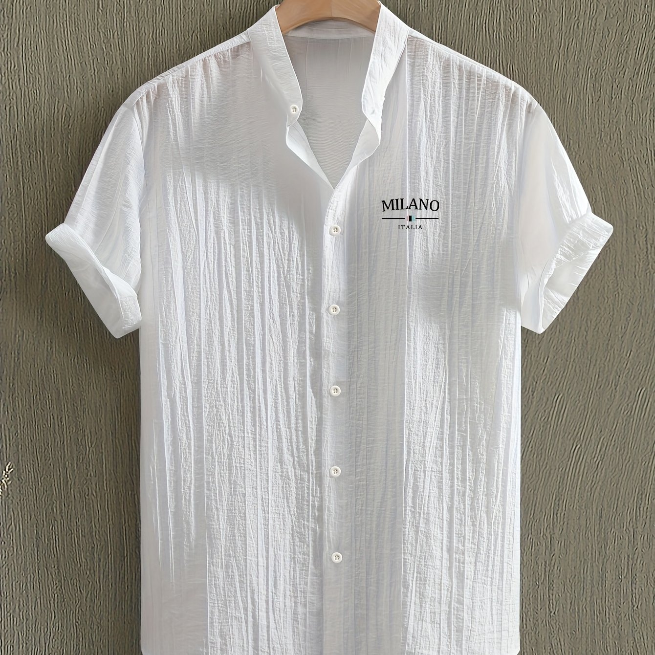 Image of [ Obm] Men's Summer Print Short Sleeve Casual Collar Shirt, Button-up Top Fashion Versatile Blouse, Lightweight Breathable Fabric For Beach Vacation Pool Party