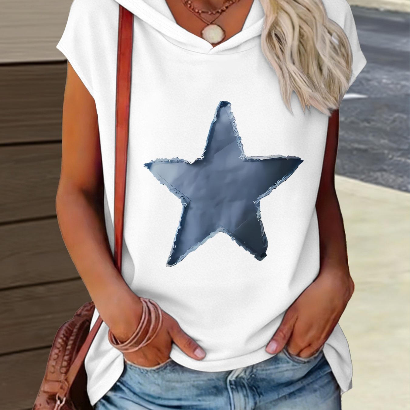 TEMU 1pc Women's Y2k Hooded T-shirt - Hooded Collar Blouse Suitable For - Casual Sportswear, Machine Washable Comfortable Versatile Top For Uniforms,