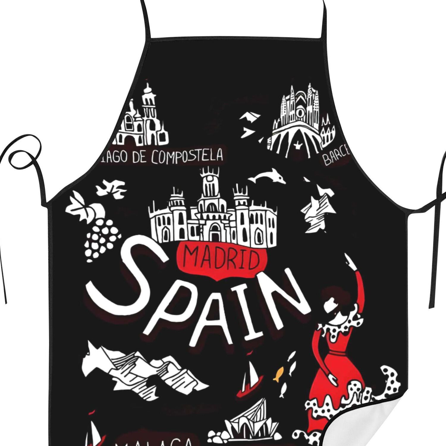 TEMU Delantal Español BIIHUDU con Diseño de Impresión 2D para Cocina y Restaurante