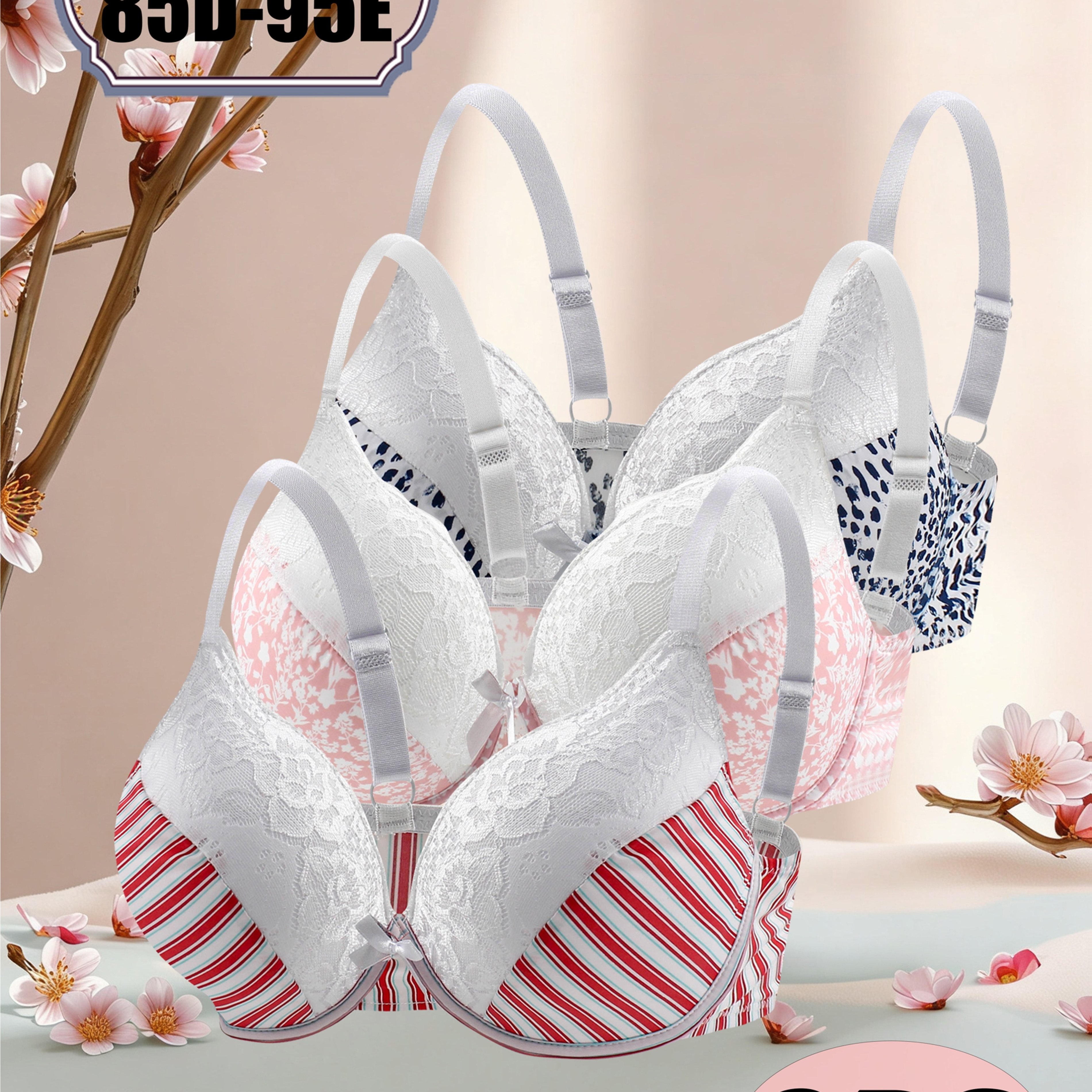 3pcs Back Hook Bra Set