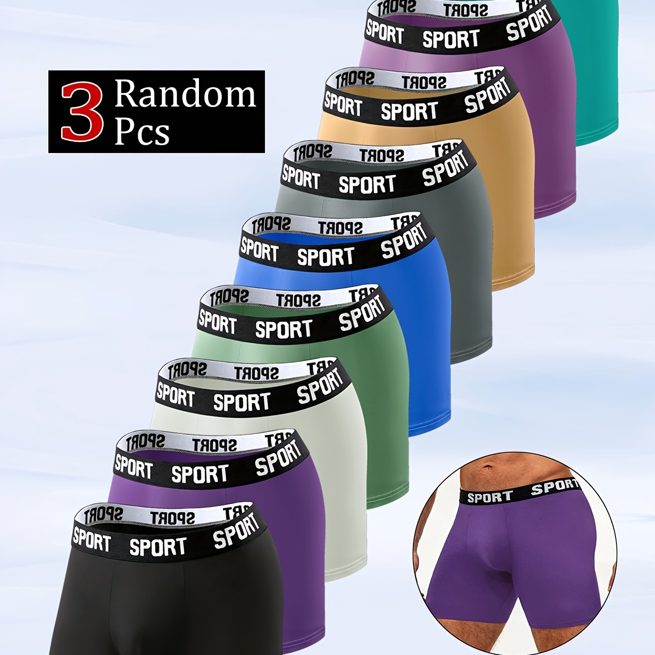 TEMU Lot de 3 boxers longs pour hommes, style sport, résistants à l', cuisses, tissu doux et très élastique, doux pour et respirant, adaptés à divers
