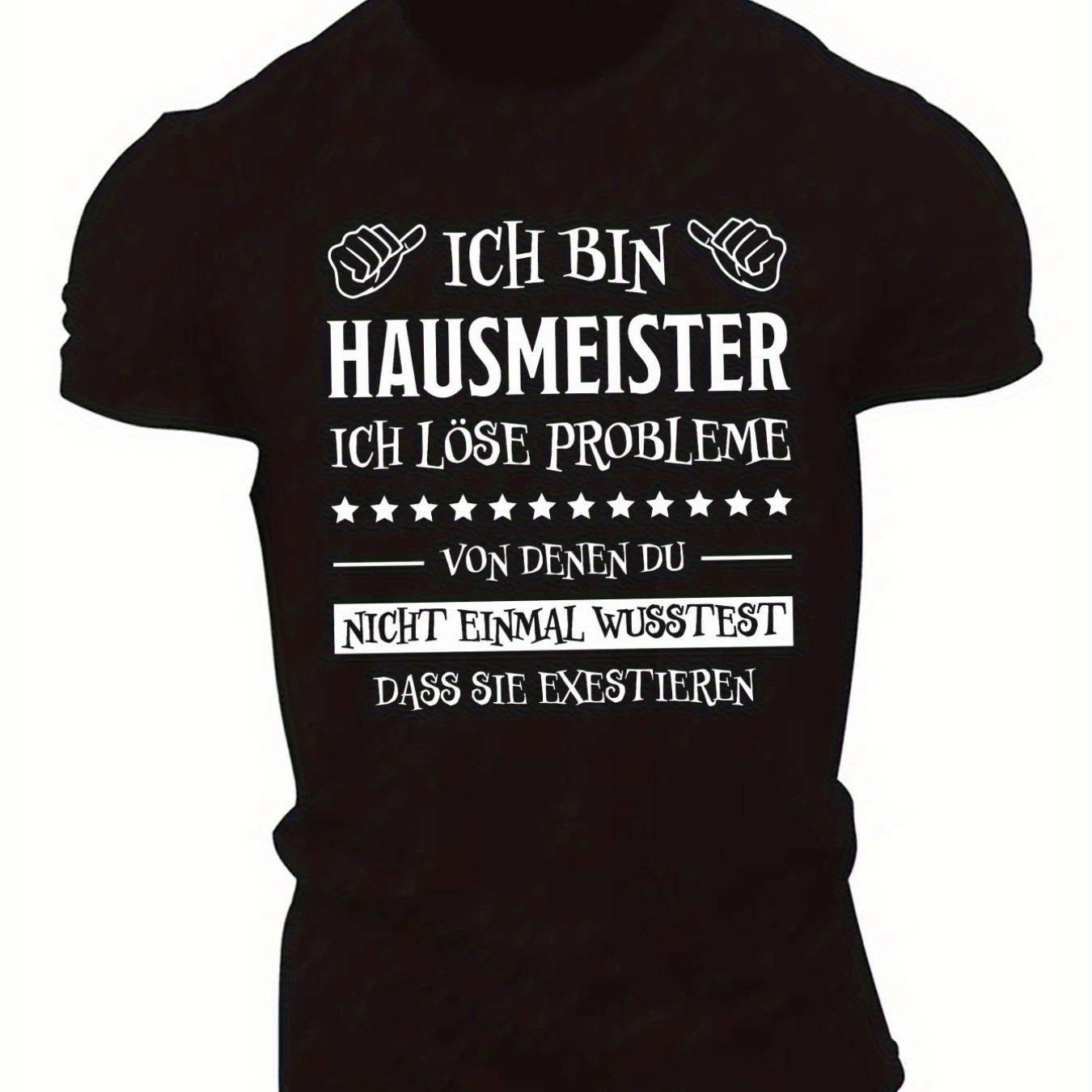 Men's Funny German Text T-shirt - I Am Caretaker Saying With Graphic | Light Brown Crewneck Tee - Everyday Casual Shirt - Plus Size - Fit For & - Conversation Starter Apparel