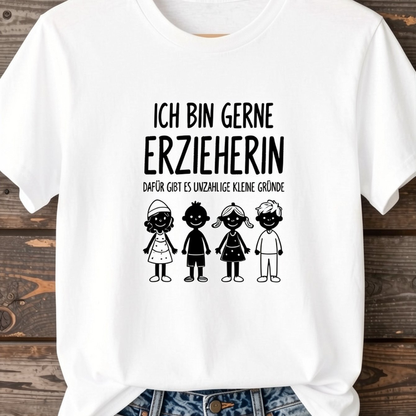 Regular Neck Tee For Men And Women, German "ich Bin Gerne Erzieherin" T-shirt, Suitable For Spring/summer, Lightweight Breathable Fabric, Fashion Casual T-shirt, Stretch Fabric