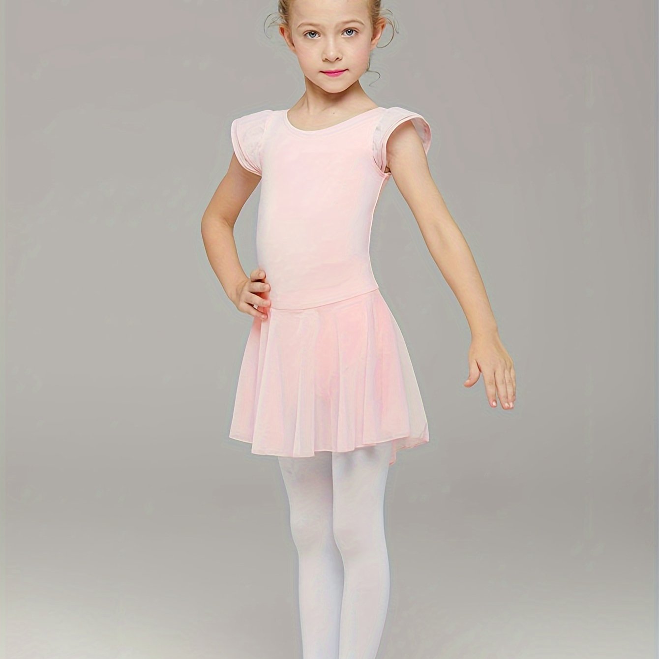 Image of Easter Girl Clothing Girls' Dress Dance Toddler Summer Short-sleeve Gymnastics Outfit Double-layer Ruffle Sleeve Dance Tulle Skirt Children's Ballet Leotard Jumpsuit
