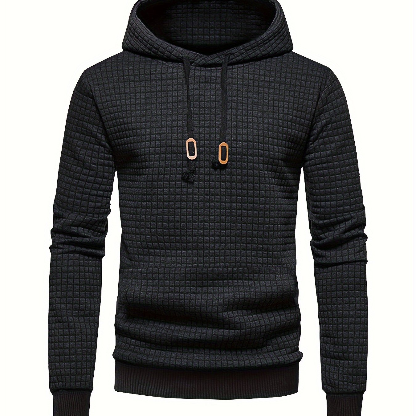 TEMU Casual Waffle Men's Hooded Sweatshirt With Drawstring For Outdoor Sports, Men's Hoodie