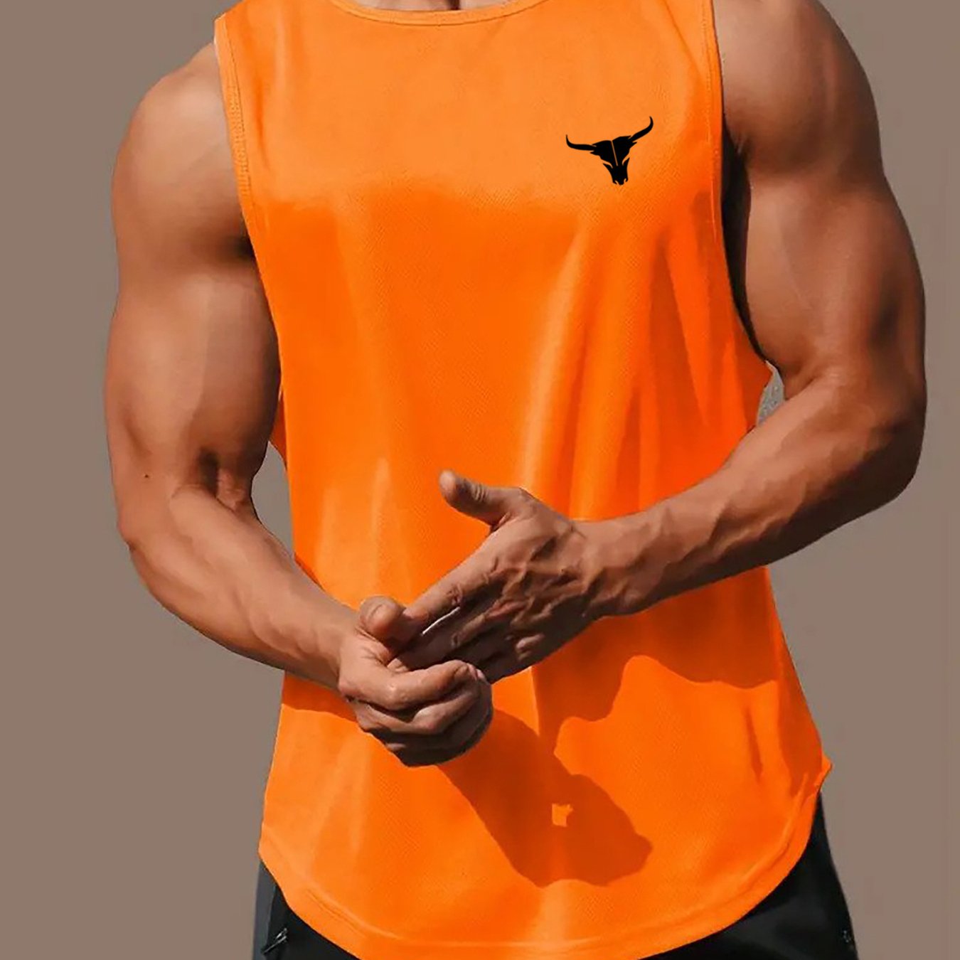 TEMU Custom Men's Plus Size Crew Neck Sleeveless Vest | High-quality Breathable Quick-dry Fabric, Ideal For Fitness, Casual , And Gifting