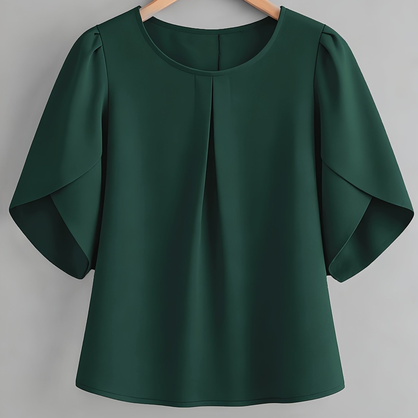 TEMU Women's Fashionable Elegant Chest Pleated Cuff Short Sleeve Shirt