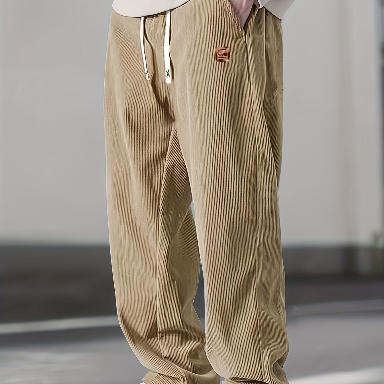 TEMU Pantalones de de moda para hombre, corte holgado de pierna , cinturilla con cordón, , y elegantes, esenciales de otoño/invierno