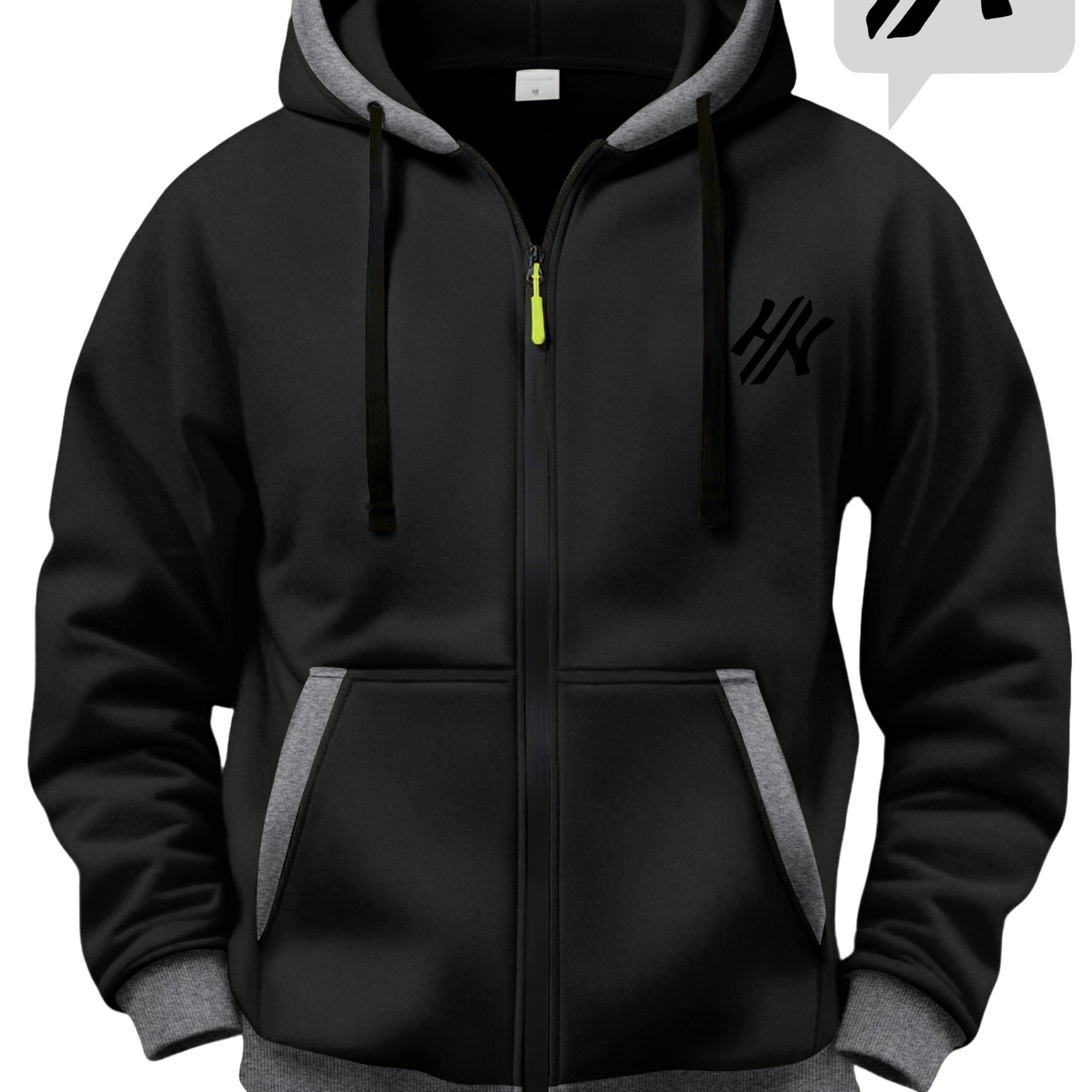 TEMU Men's Casual Long Sleeve Hooded Jacket, Autumn/winter Athletic Style Black Letter Print Fashion Sweatshirt Coat