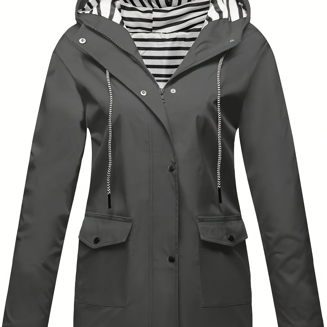 TEMU Women's Long Hooded Casual Jacket Full Zip Travel Windproof Coat Outdoor Shooting Jacket